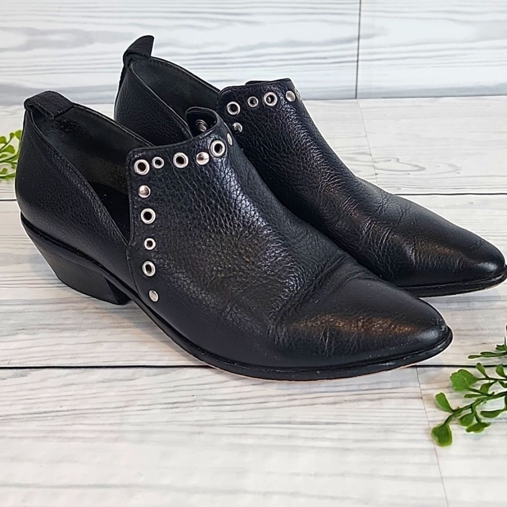 Rebecca Minkoff Annette black leather studded slip on booties Women's Size 7M